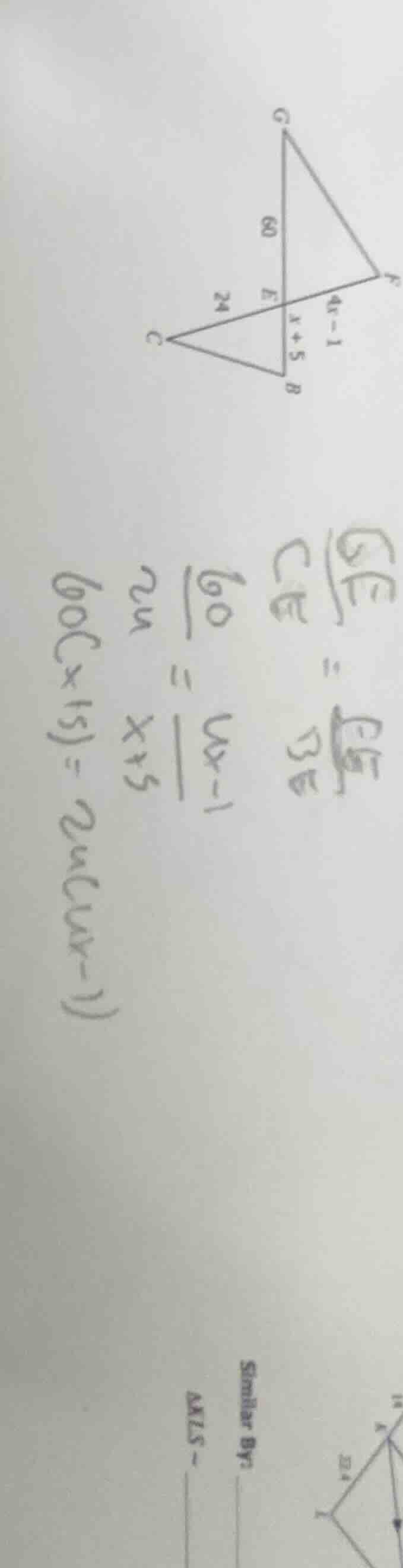 in the geometric figure, there are triangles with segments labeled: ge …