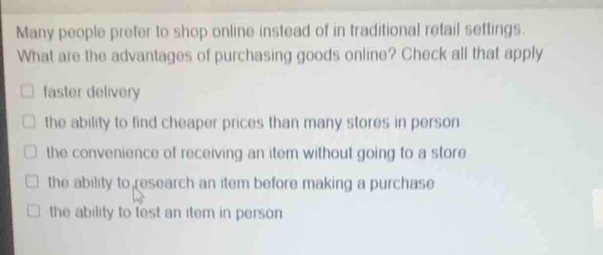 many people prefer to shop online instead of in traditional retail sett…