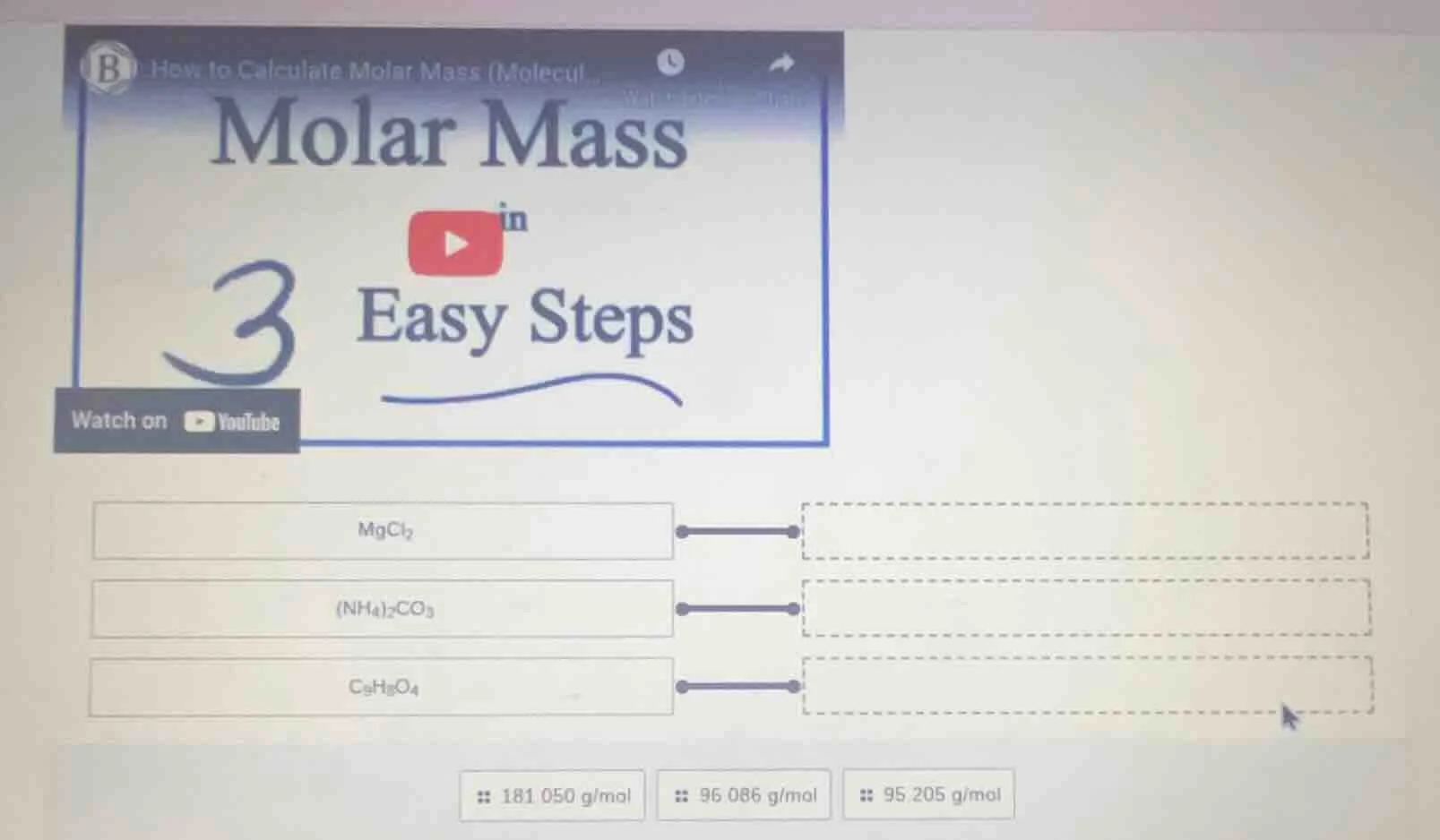 how to calculate molar mass (molecul... molar mass in 3 easy steps watc…