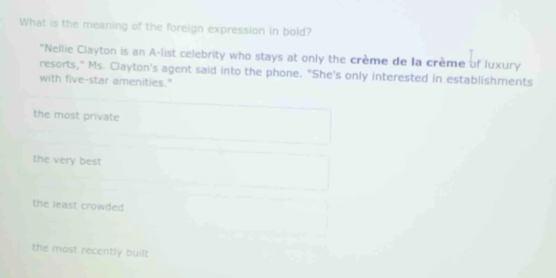 what is the meaning of the foreign expression in bold? ellie clayton is…