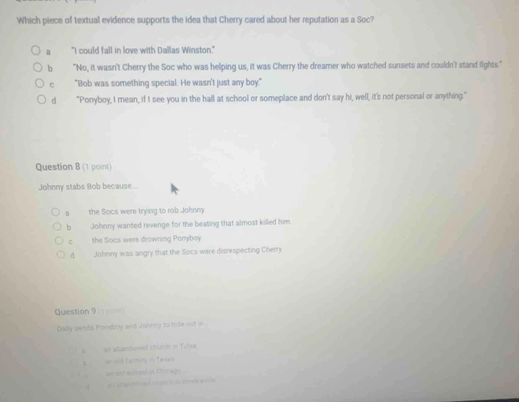 which piece of textual evidence supports the idea that cherry cared abo…