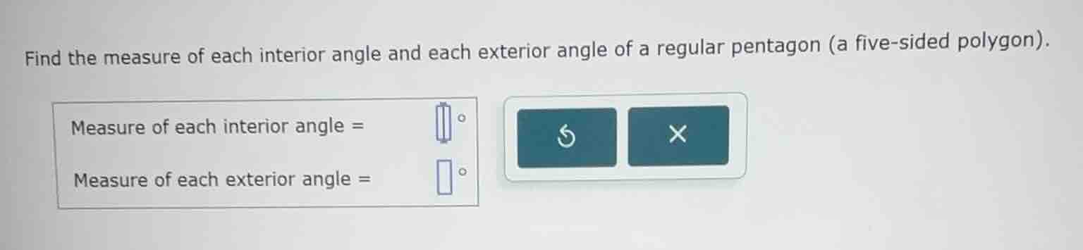 find the measure of each interior angle and each exterior angle of a re…