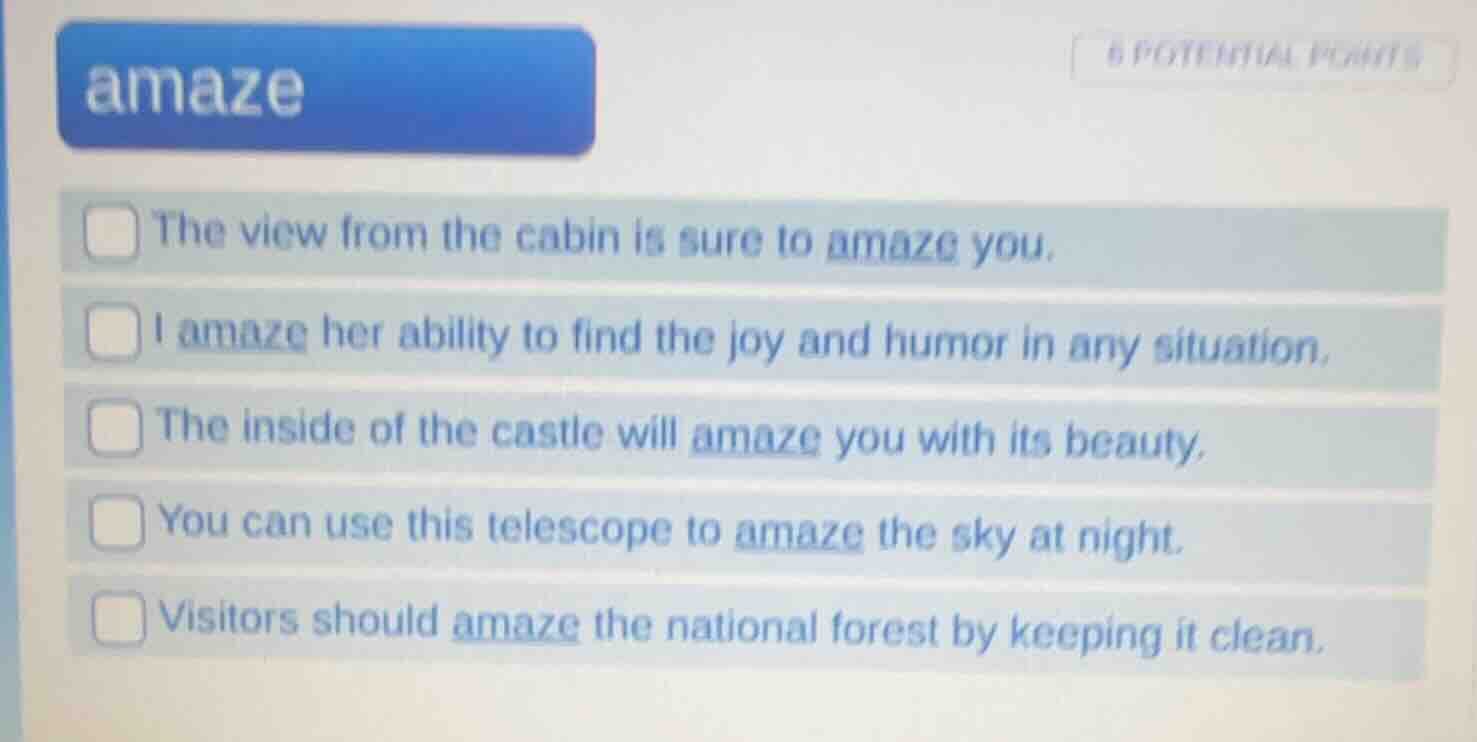 amaze the view from the cabin is sure to amaze you. i amaze her ability…