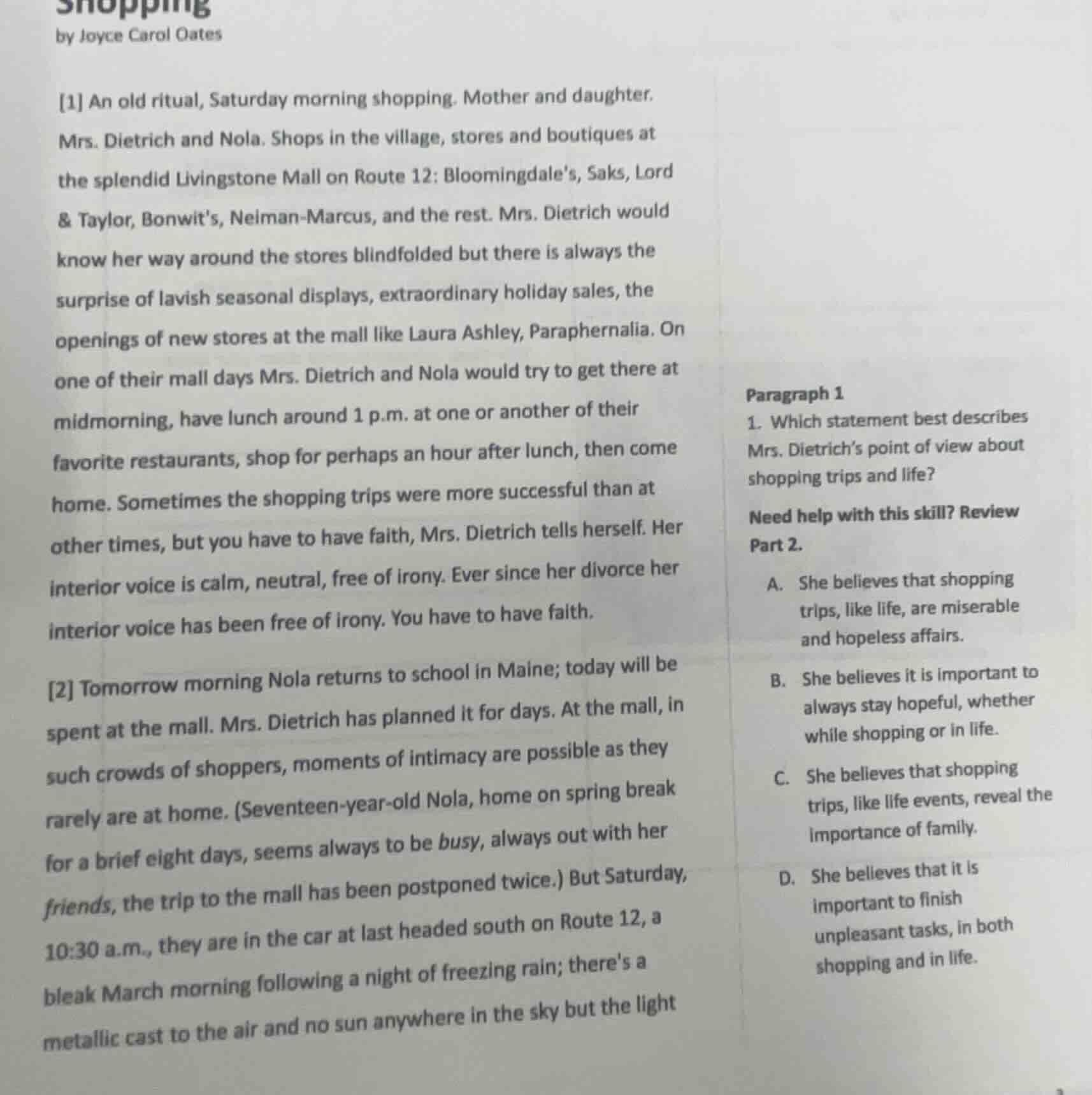 shopping by joyce carol oates 1 an old ritual, saturday morning shoppin…