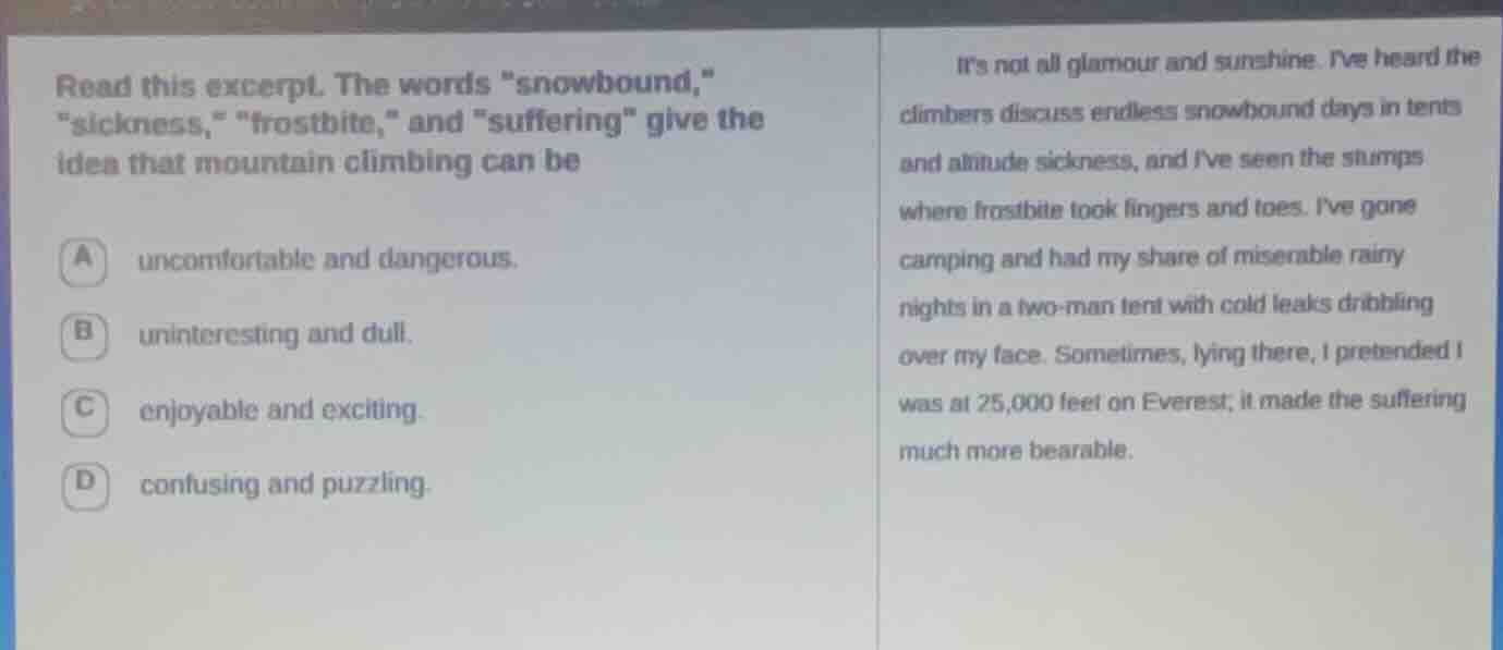 read this excerpt. the words \snowbound,\ \sickness,\ \frostbite,\ and …