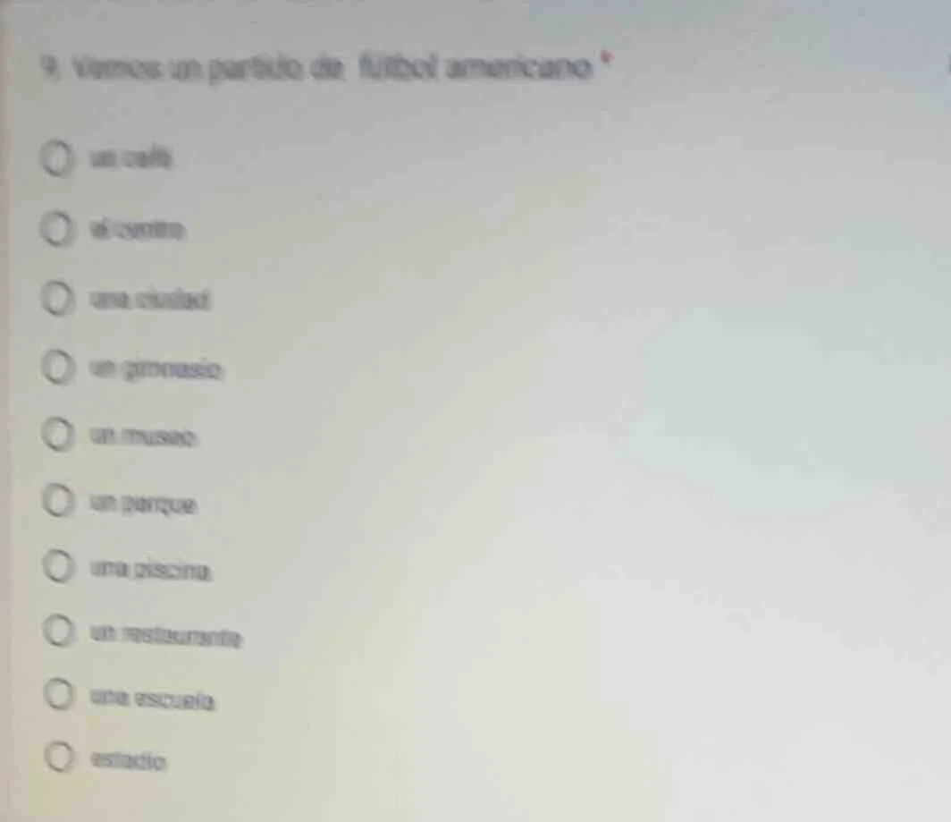 9. vemos un partido de fútbol americano * un café al centro una ciudad …