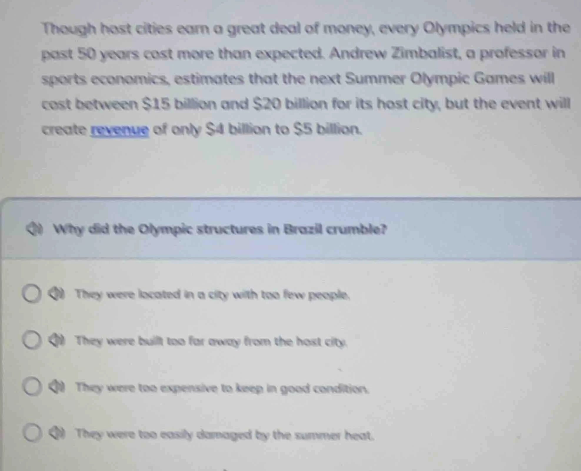 though host cities earn a great deal of money, every olympics held in t…