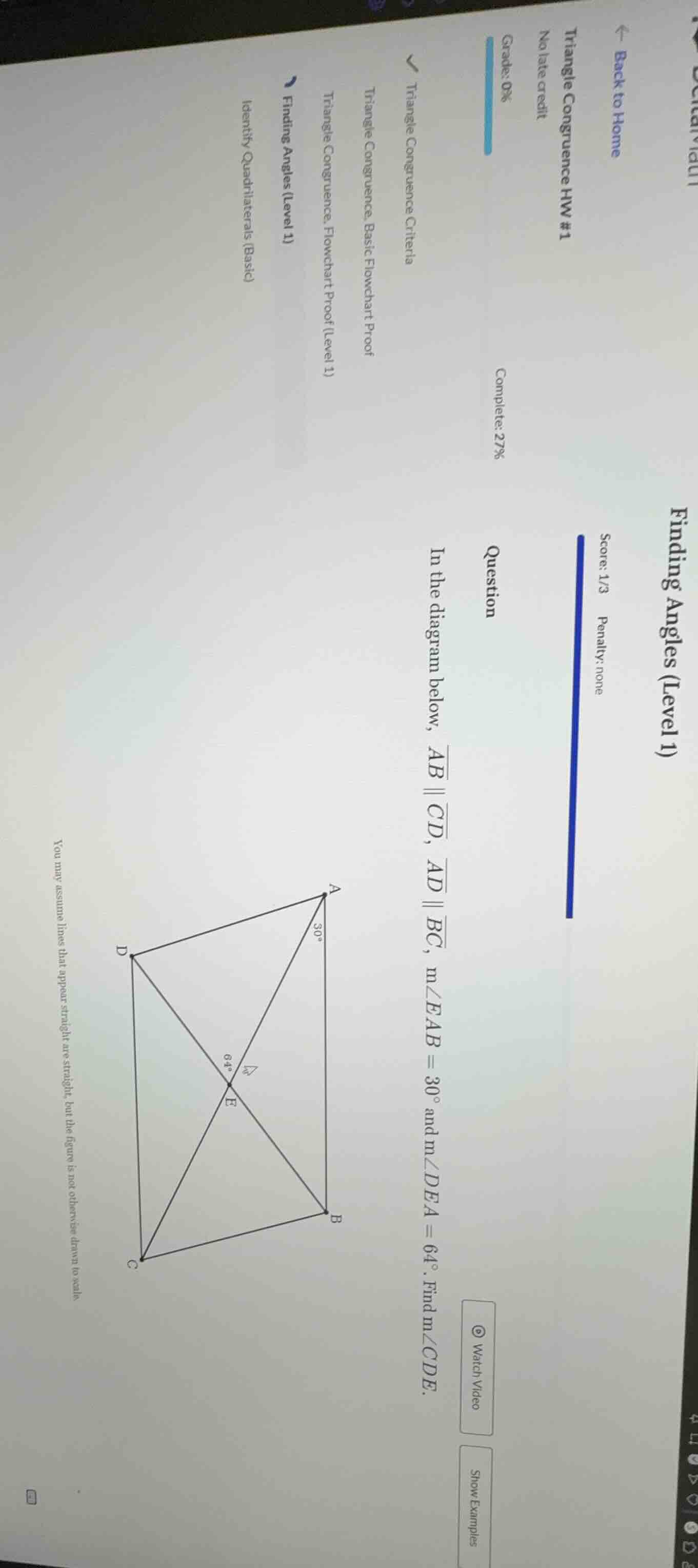 finding angles (level 1) question in the diagram below, \\(\\overline{a…