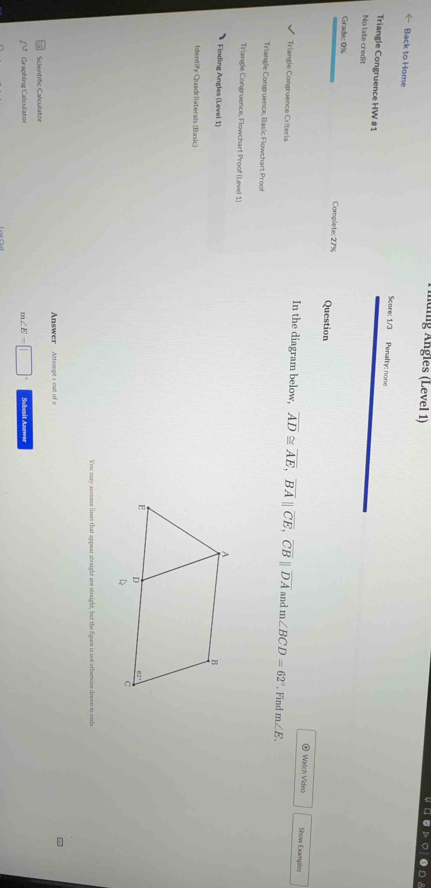 question in the diagram below, (overline{ad} cong overline{ae}), (overl…