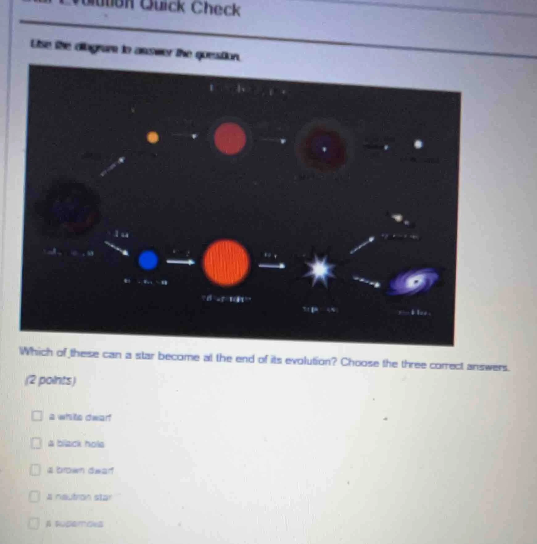 evolution quick check use the diagram to answer the question. diagram o…