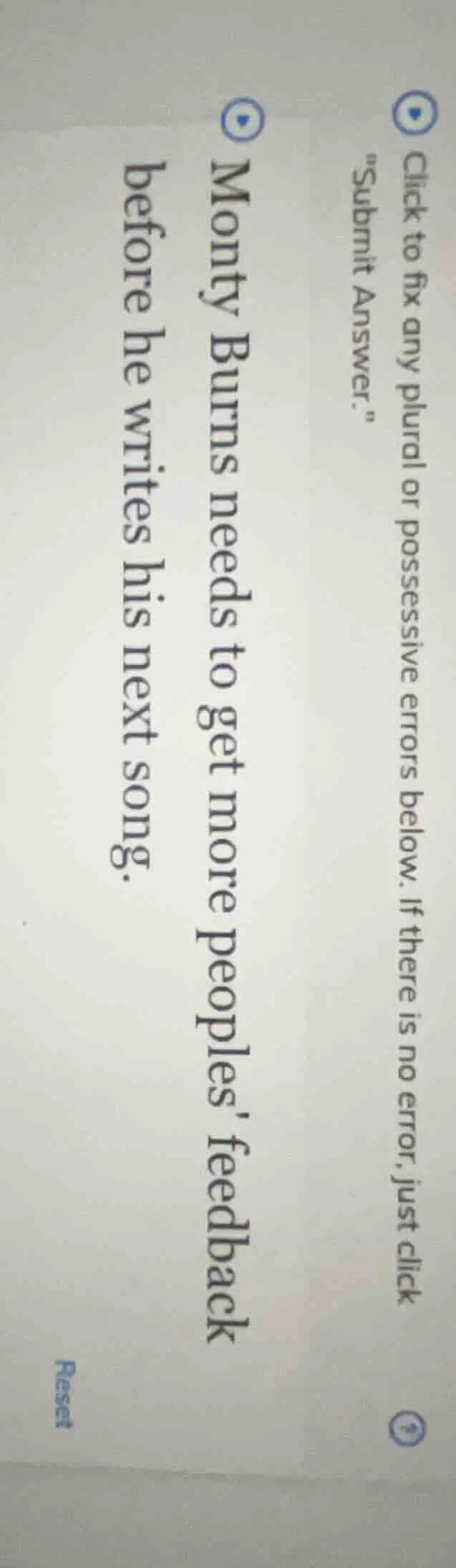 click to fix any plural or possessive errors below. if there is no erro…