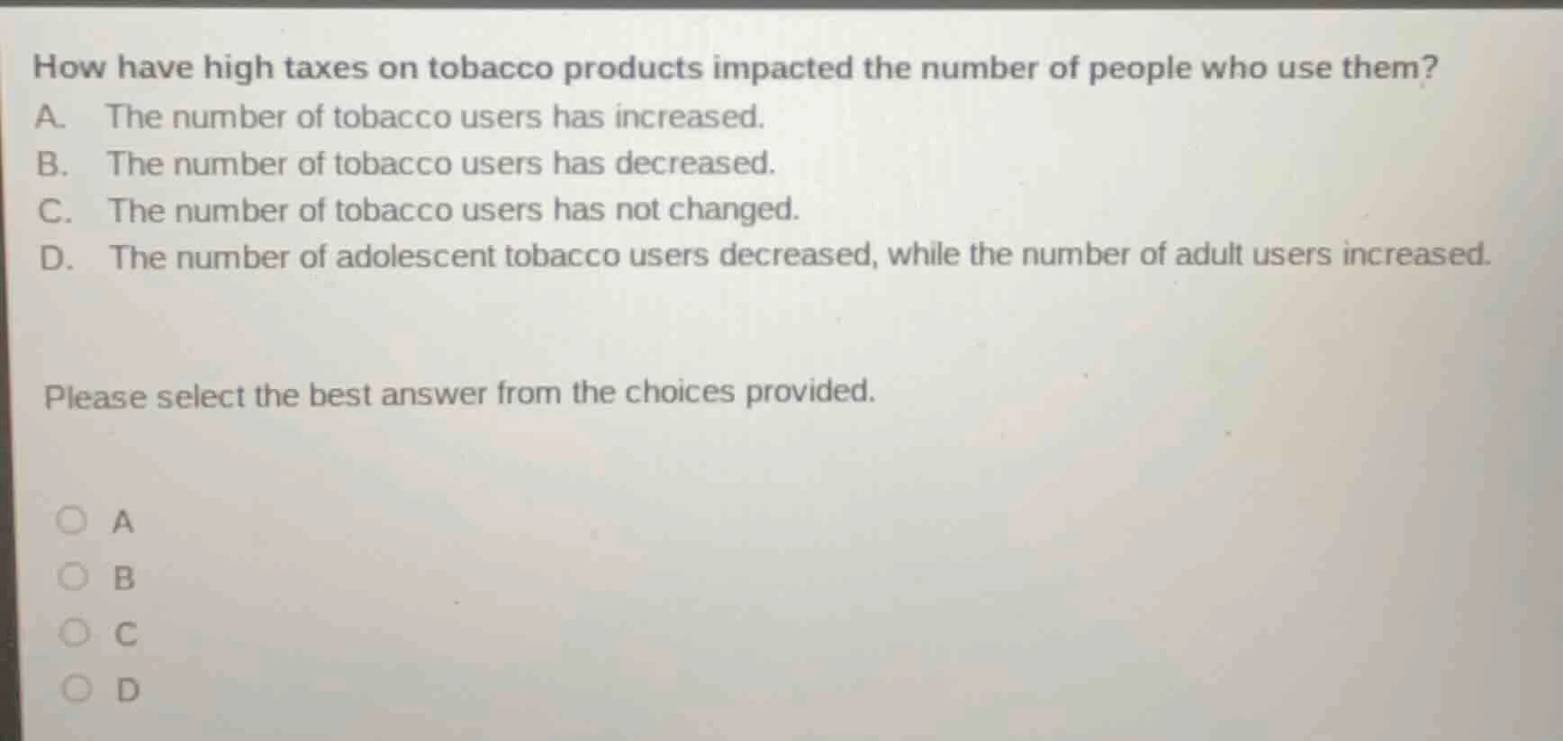 how have high taxes on tobacco products impacted the number of people w…