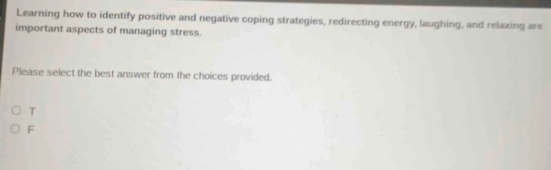 learning how to identify positive and negative coping strategies, redir…