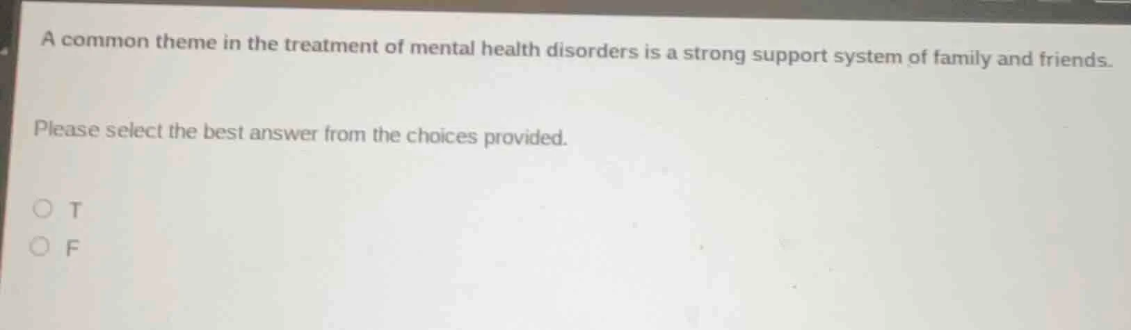 a common theme in the treatment of mental health disorders is a strong …
