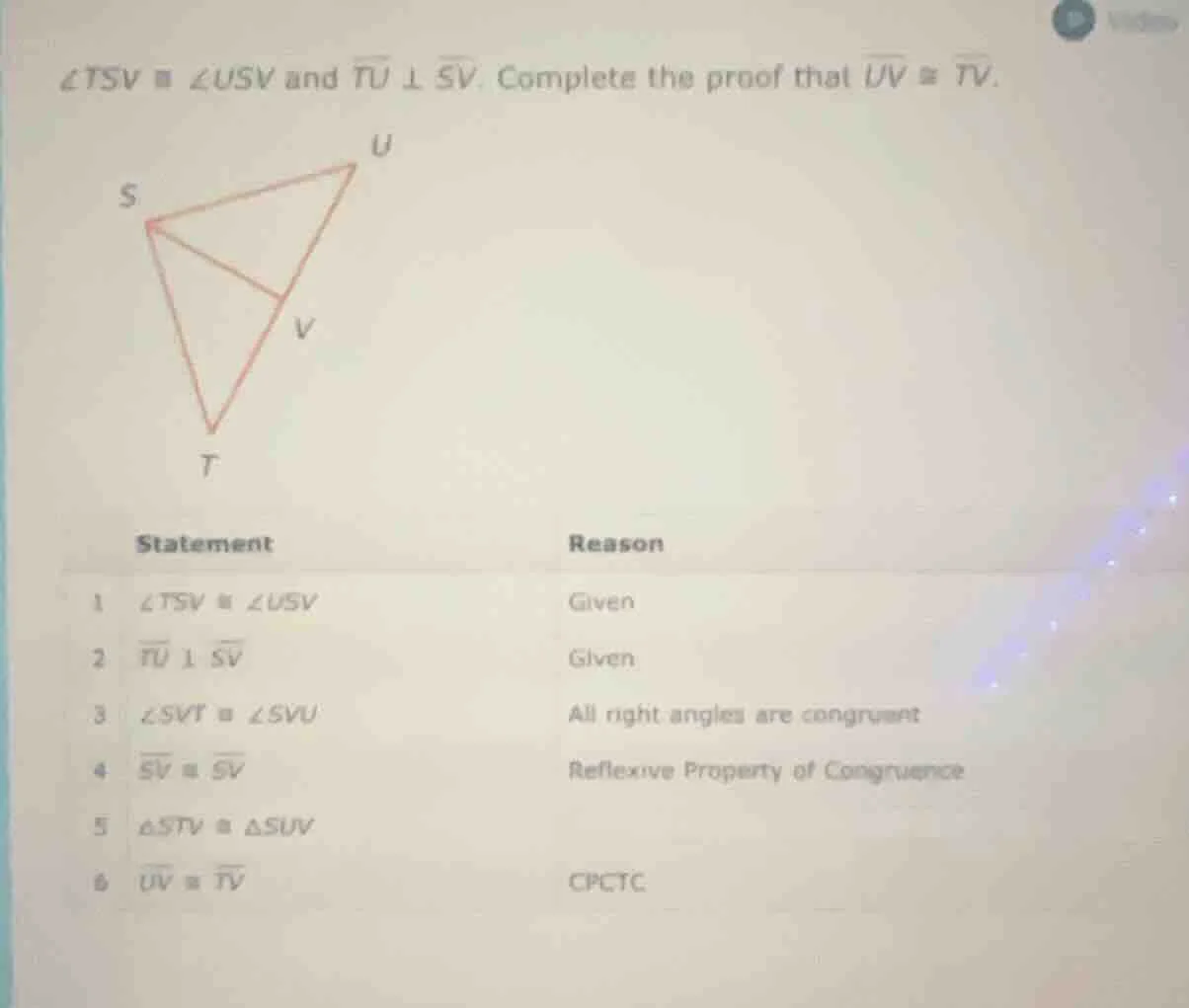 $\\angle tsv \\cong \\angle usv$ and $\\overline{tu} \\perp \\overline{…