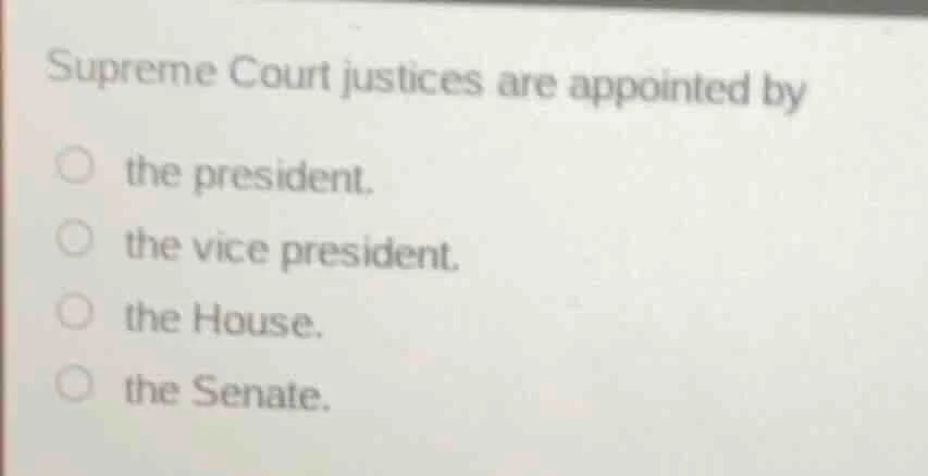 supreme court justices are appointed by the president. the vice preside…