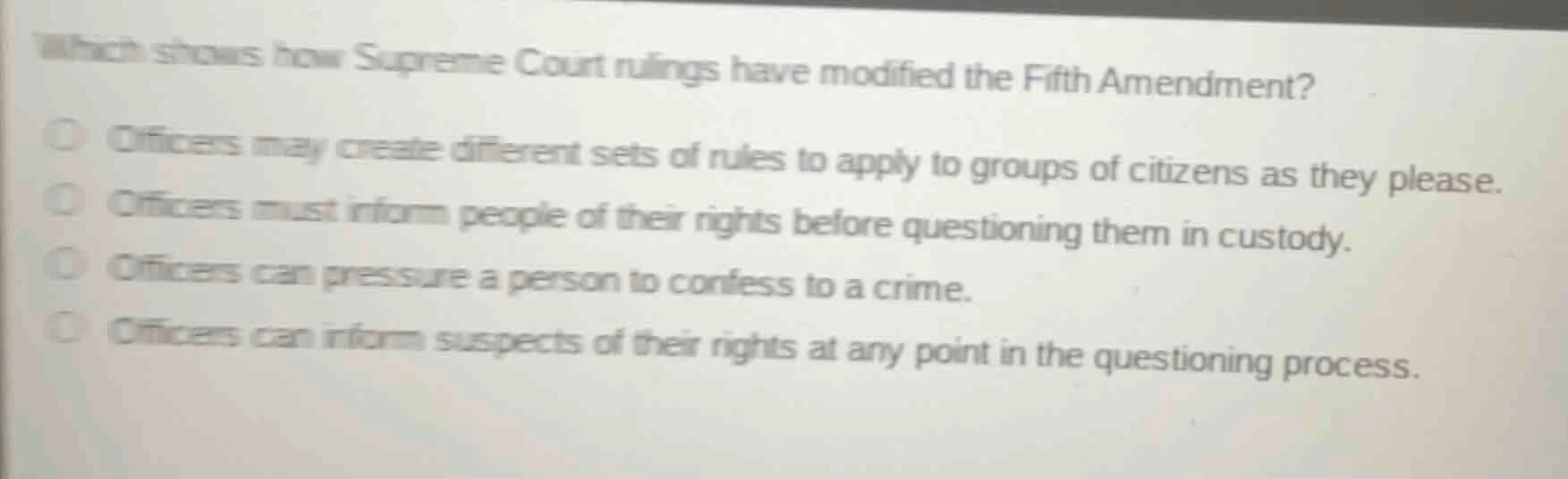 which shows how supreme court rulings have modified the fifth amendment…