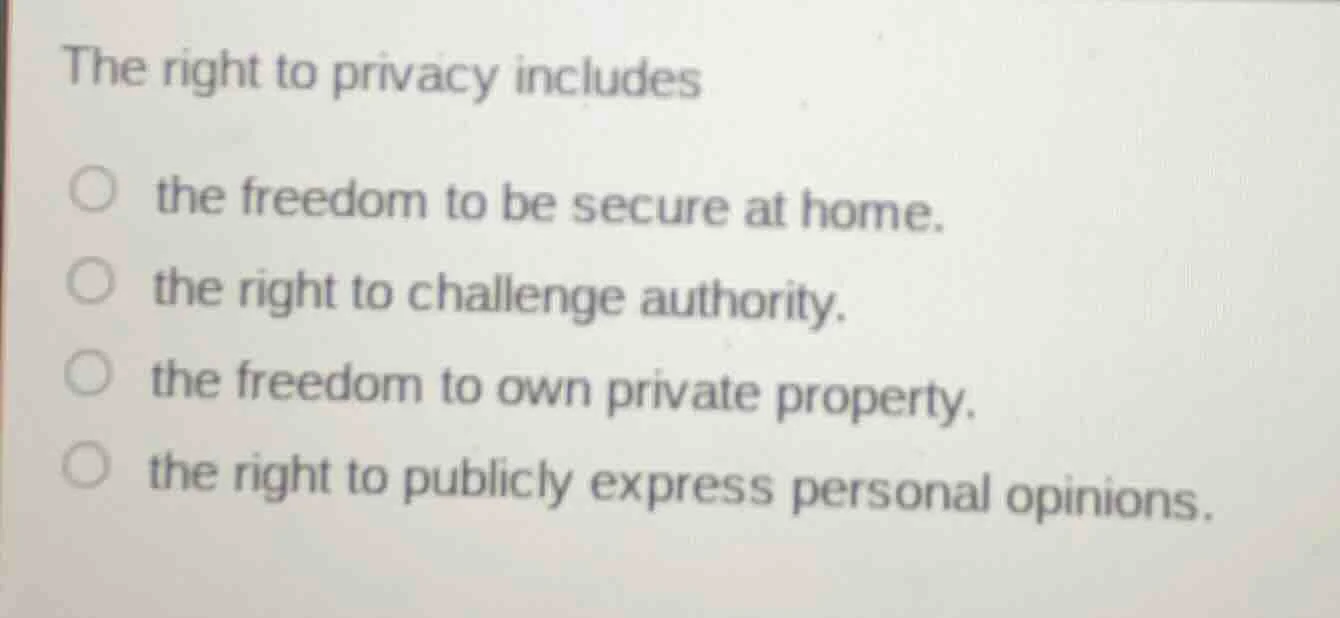 the right to privacy includes the freedom to be secure at home. the rig…