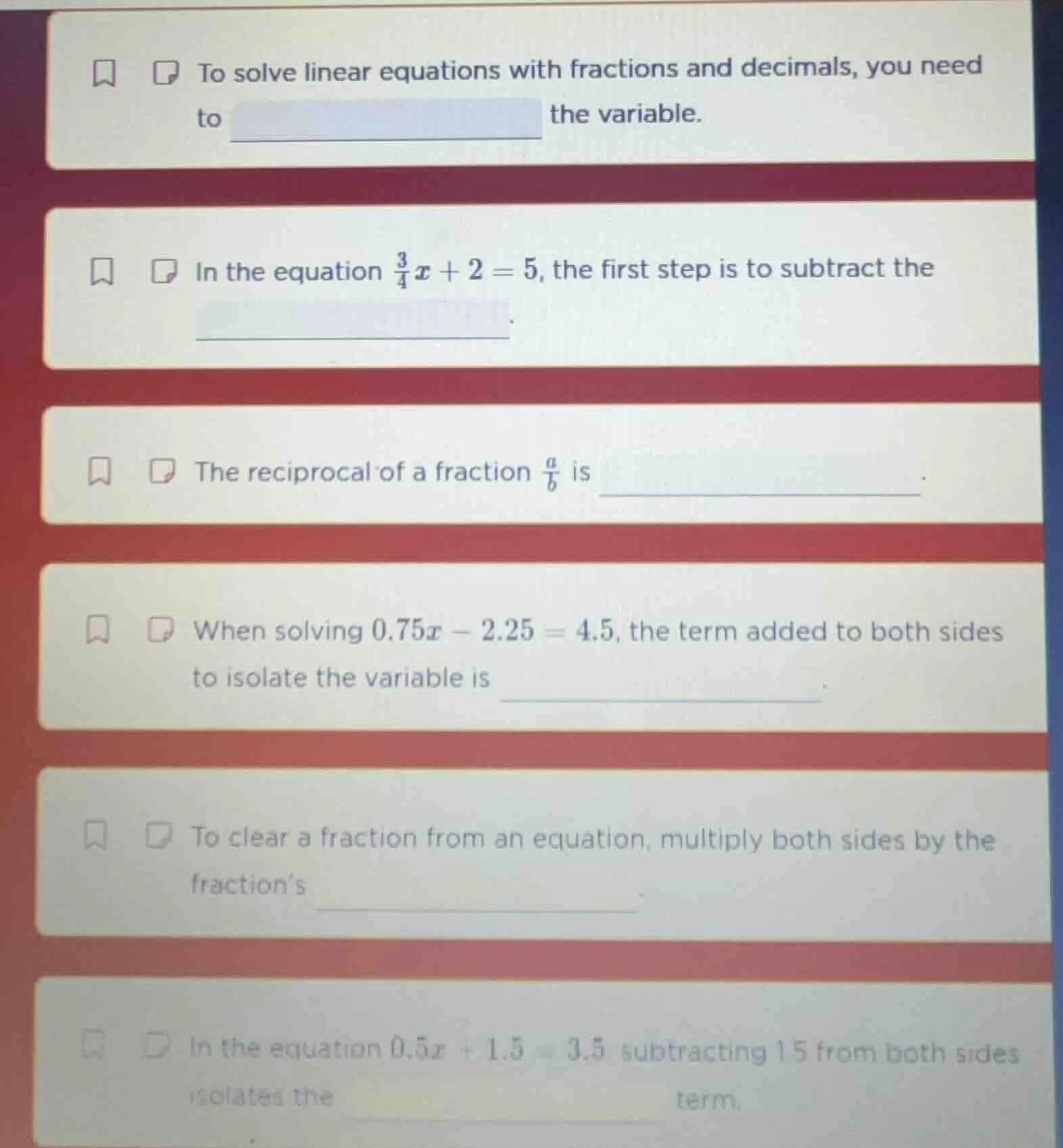 to solve linear equations with fractions and decimals, you need to the …