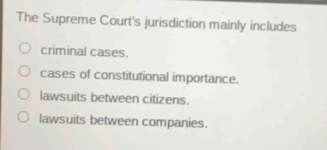 the supreme court’s jurisdiction mainly includes criminal cases. cases …