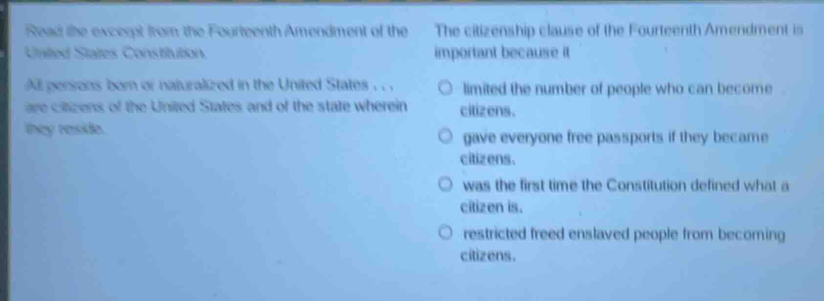 read the excerpt from the fourteenth amendment of the united states con…