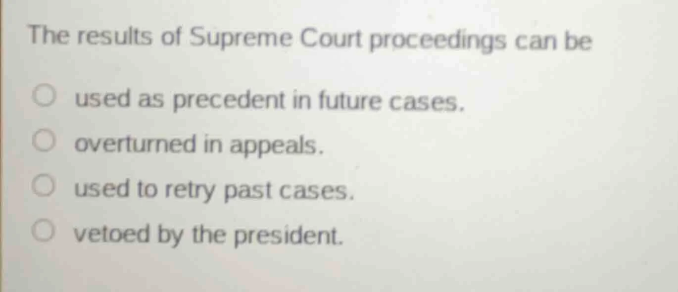 the results of supreme court proceedings can be used as precedent in fu…