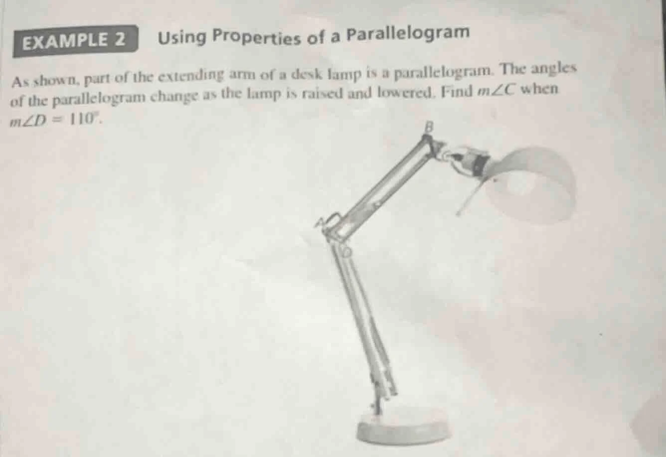 example 2 using properties of a parallelogram as shown, part of the ext…