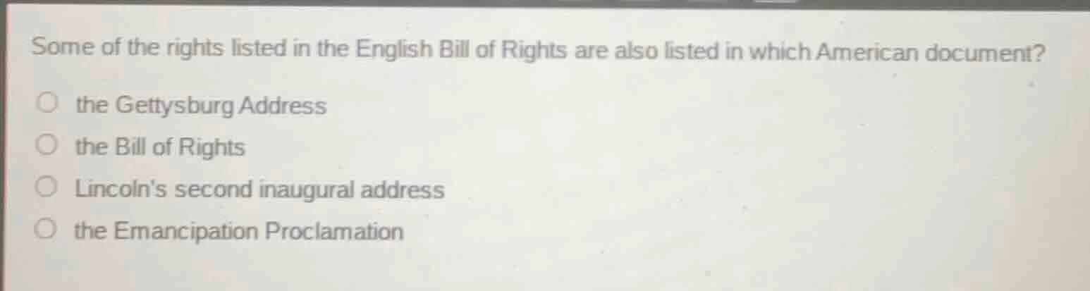 some of the rights listed in the english bill of rights are also listed…