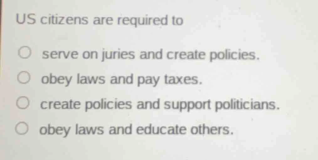 us citizens are required to serve on juries and create policies. obey l…