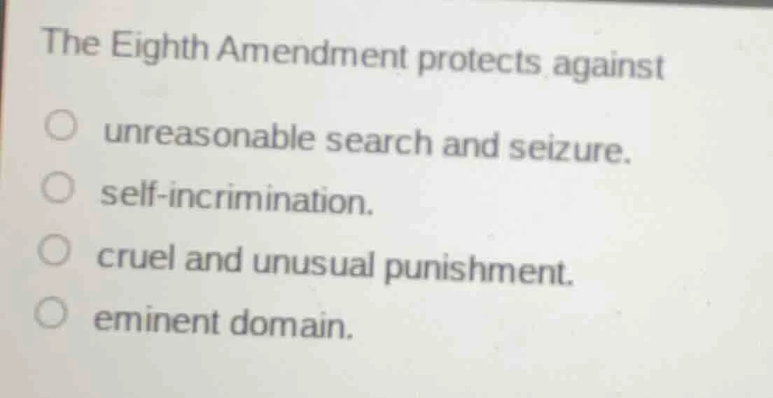 the eighth amendment protects against unreasonable search and seizure. …