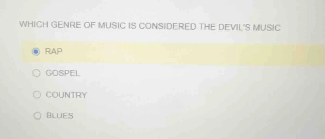which genre of music is considered the devils music rap gospel country …