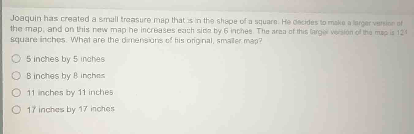 joaquin has created a small treasure map that is in the shape of a squa…