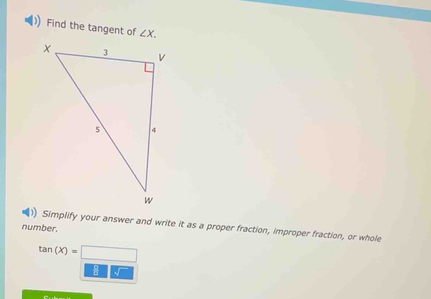 find the tangent of ∠x. simplify your answer and write it as a proper f…