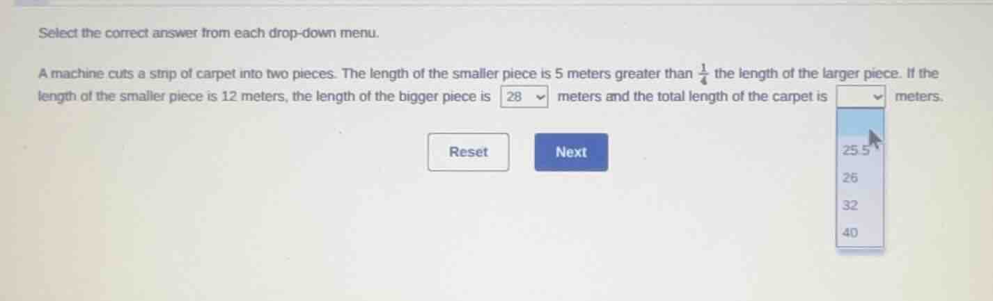 select the correct answer from each drop - down menu. a machine cuts a …