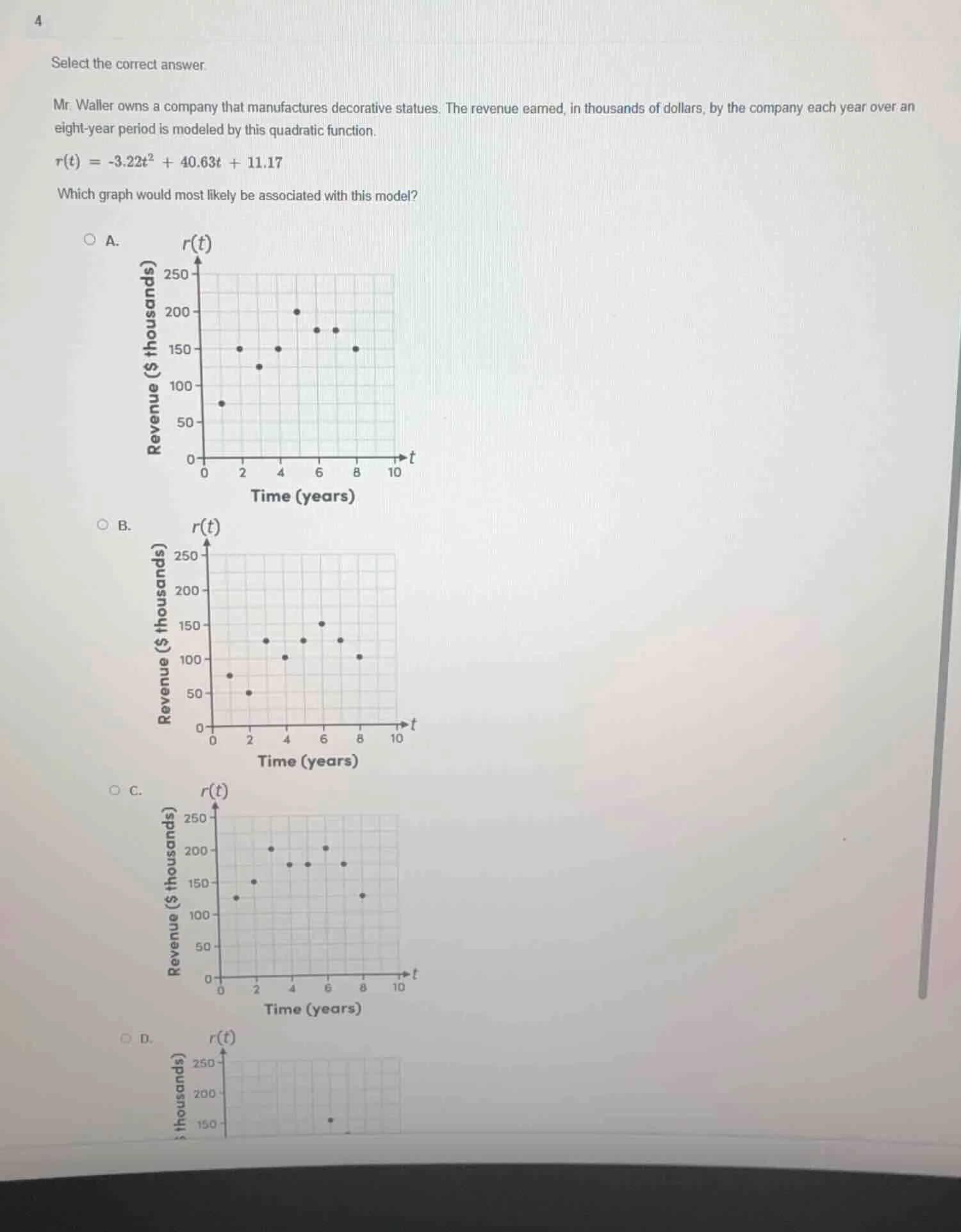 select the correct answer. mr. waller owns a company that manufactures …