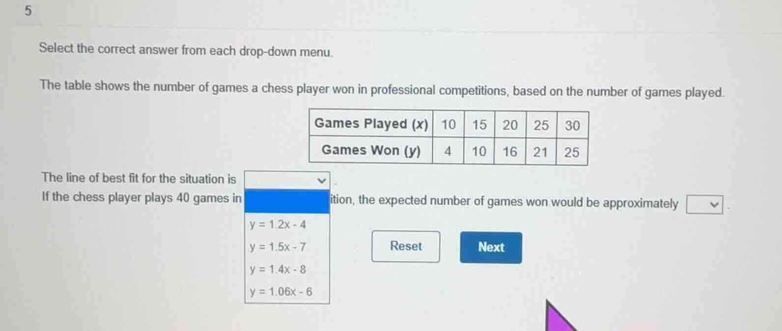 5 select the correct answer from each drop-down menu. the table shows t…