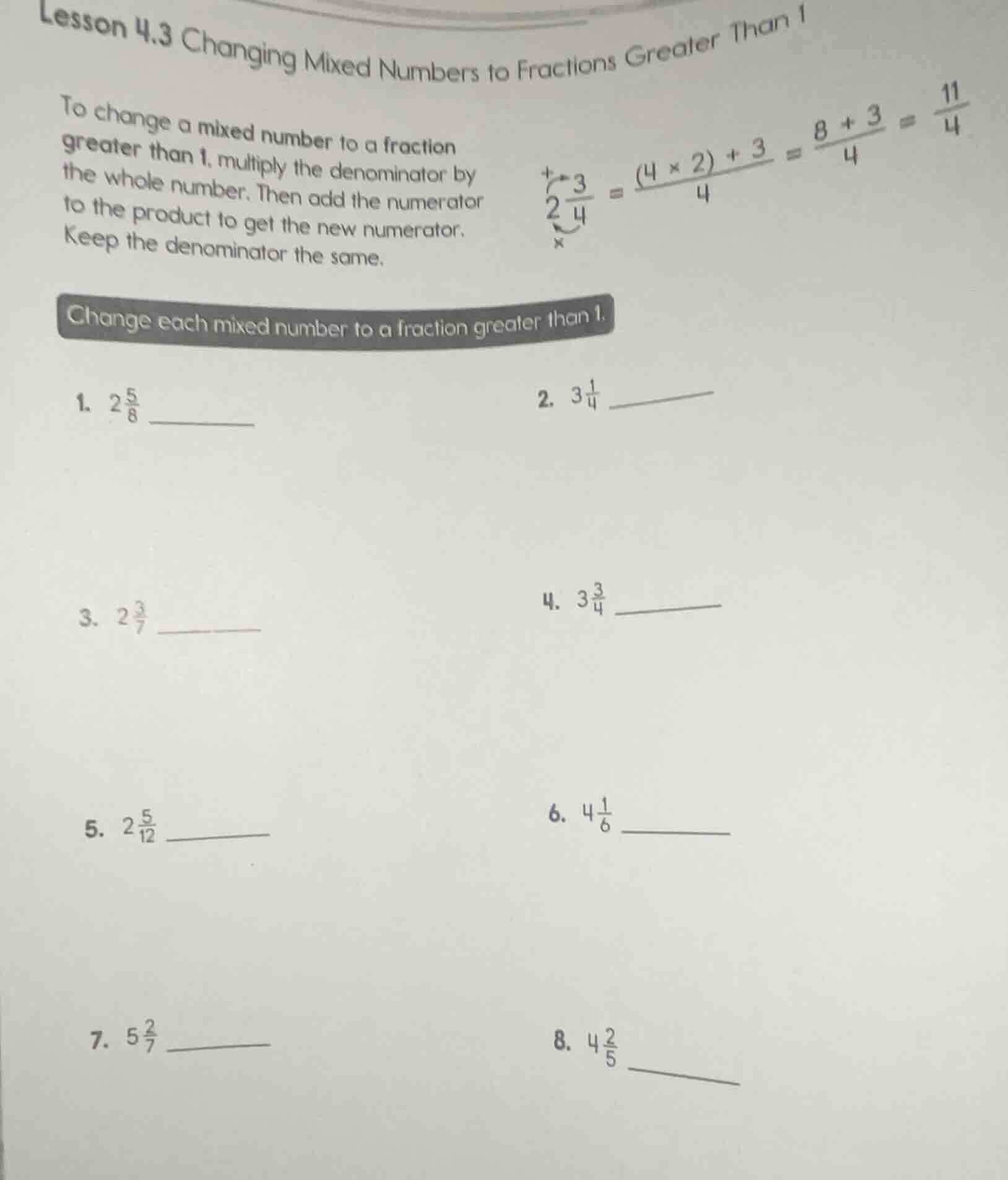 lesson 4.3 changing mixed numbers to fractions greater than 1 to change…