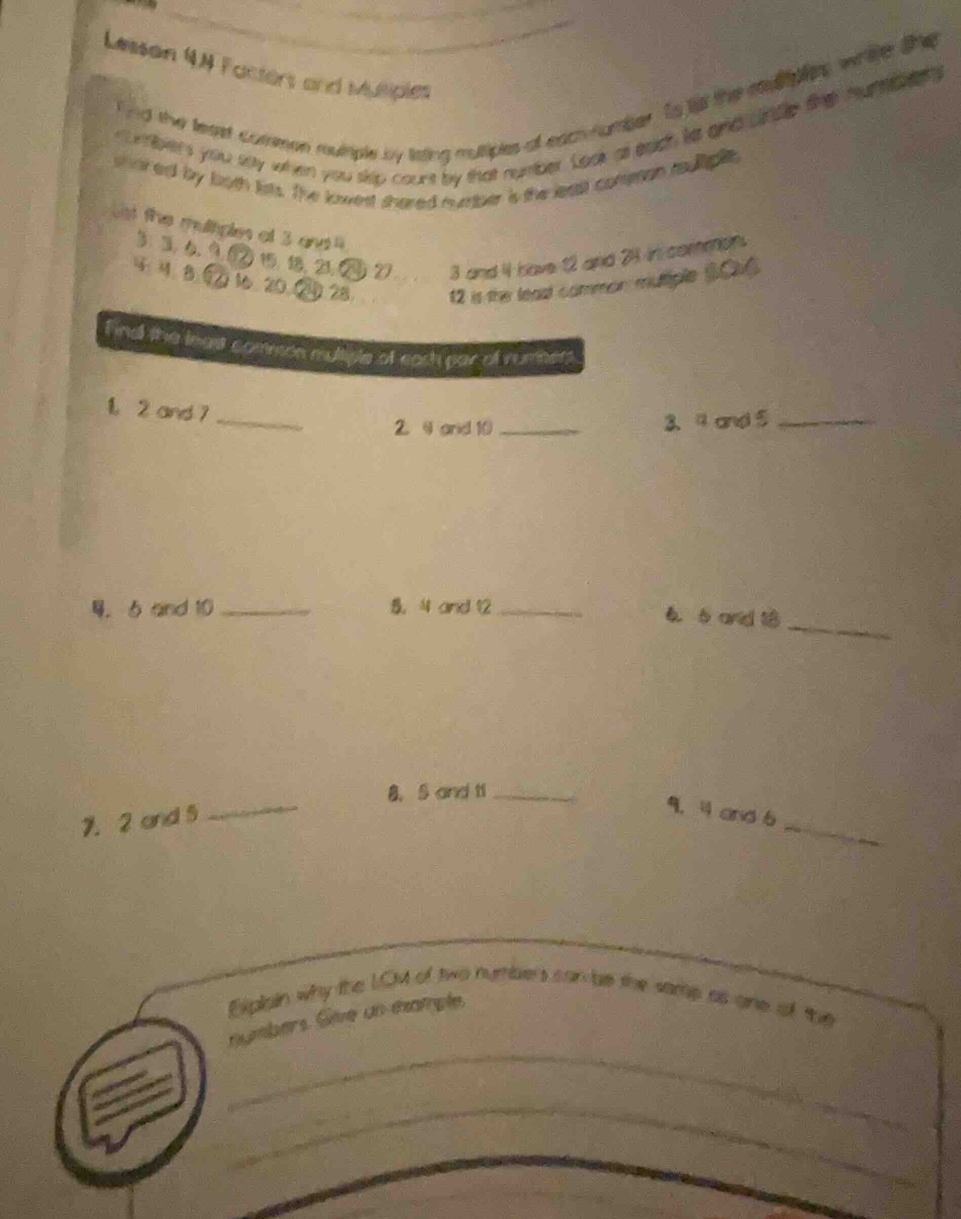 lesson 44 factors and multiples find the least common multiple by listi…
