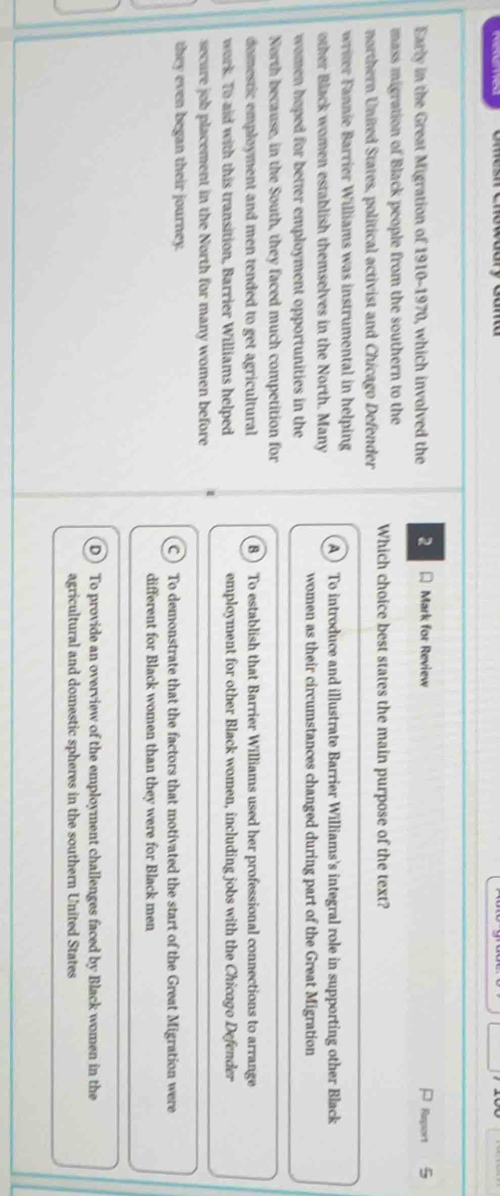 early in the great migration of 1910 - 1970, which involved the mass mi…
