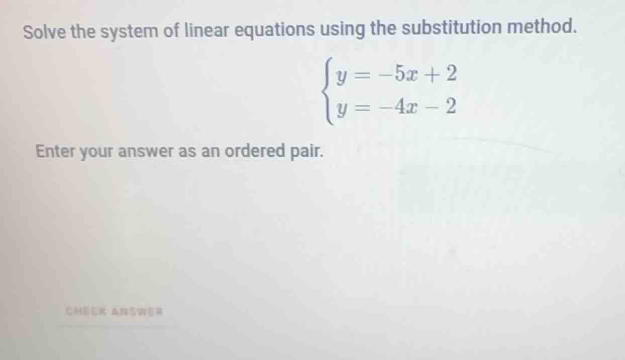 solve the system of linear equations using the substitution method. \\b…