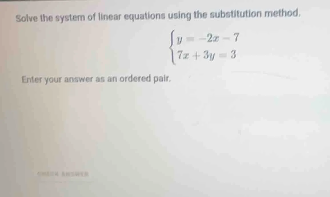 solve the system of linear equations using the substitution method. \\(…