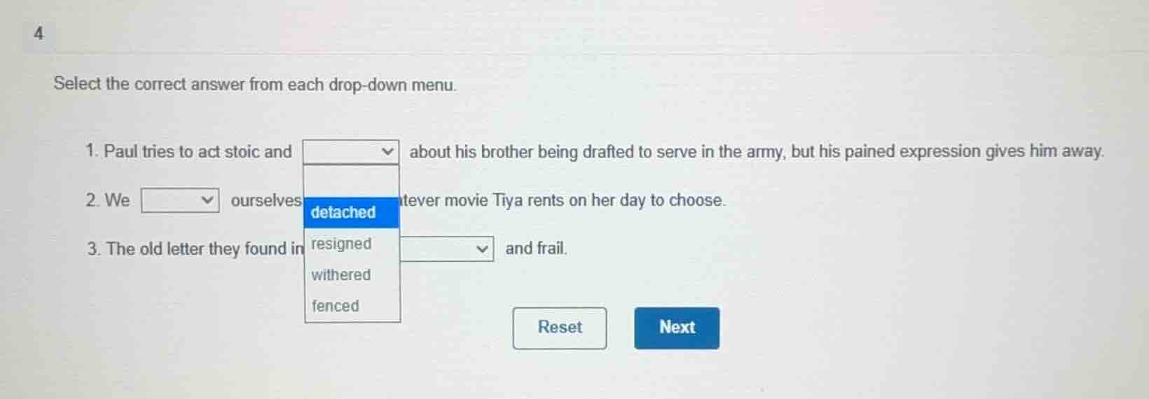 4 select the correct answer from each drop - down menu. 1. paul tries t…