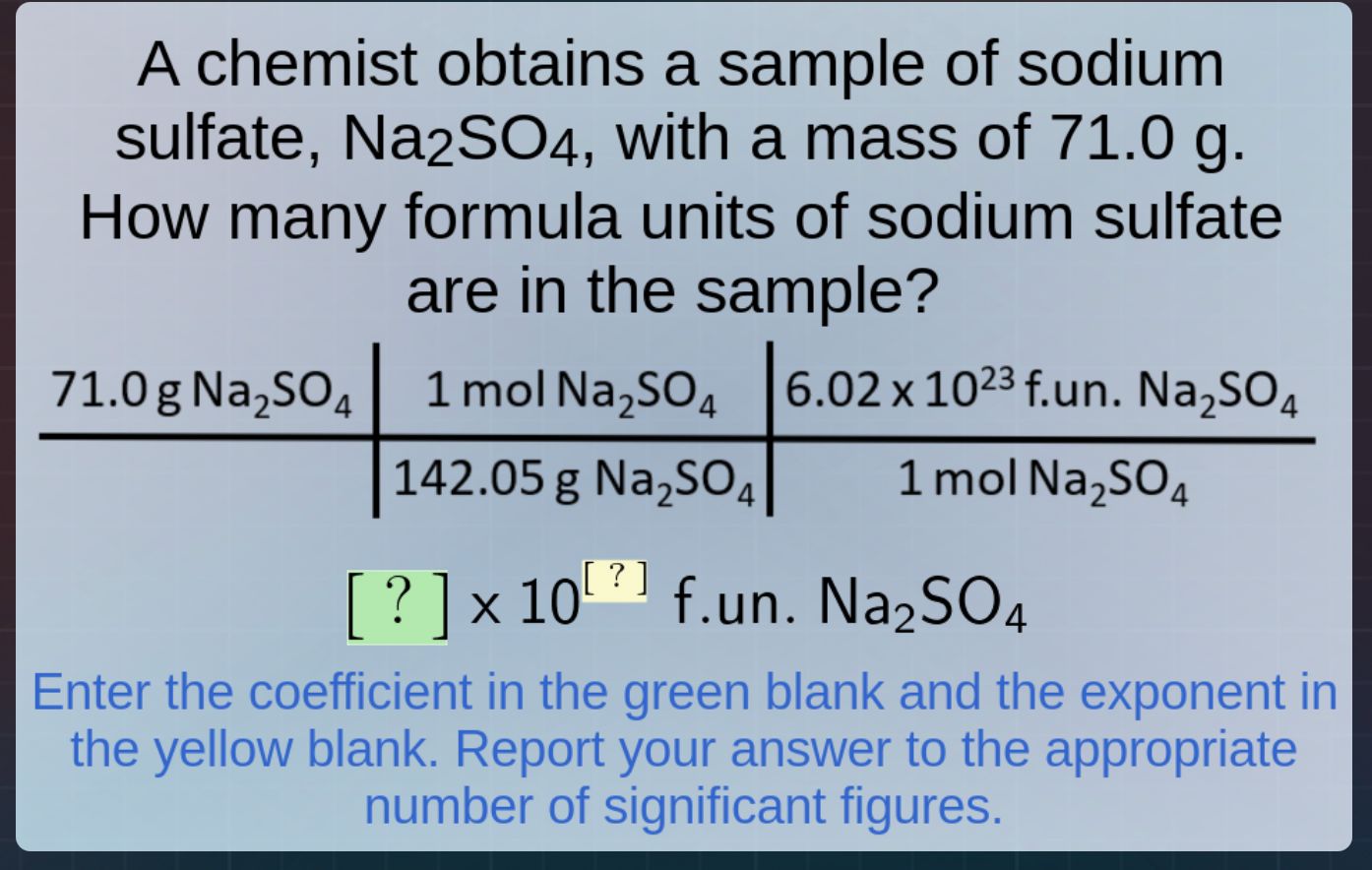 a chemist obtains a sample of sodium sulfate, $\\ce{na_{2}so_{4}}$, wit…