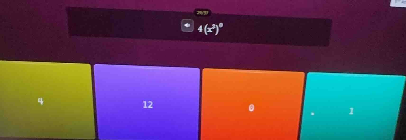 4(x^3)^0, options: 4, 12, 0, 1