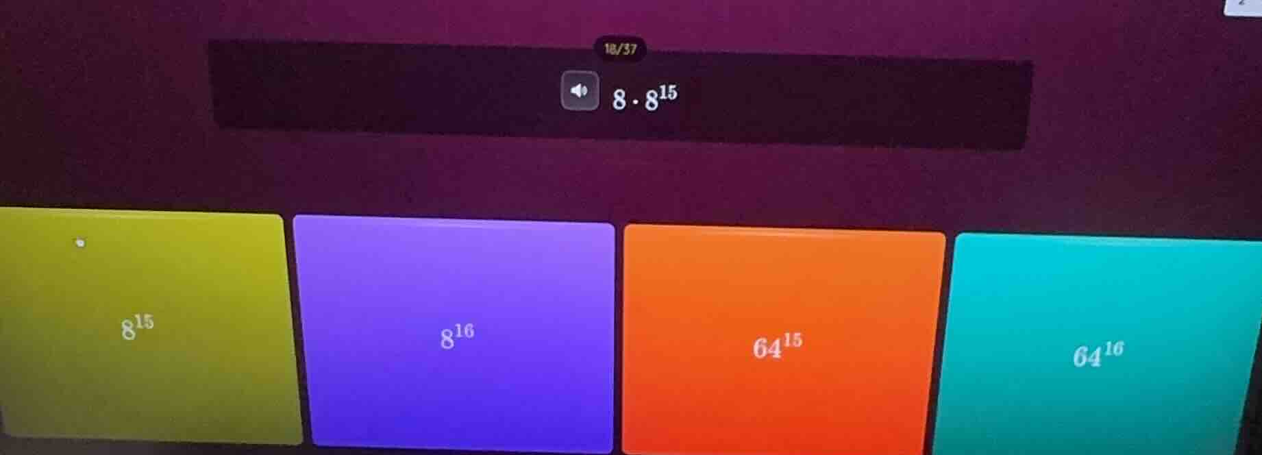 8·8¹⁵, options: 8¹⁵, 8¹⁶, 64¹⁵, 64¹⁶