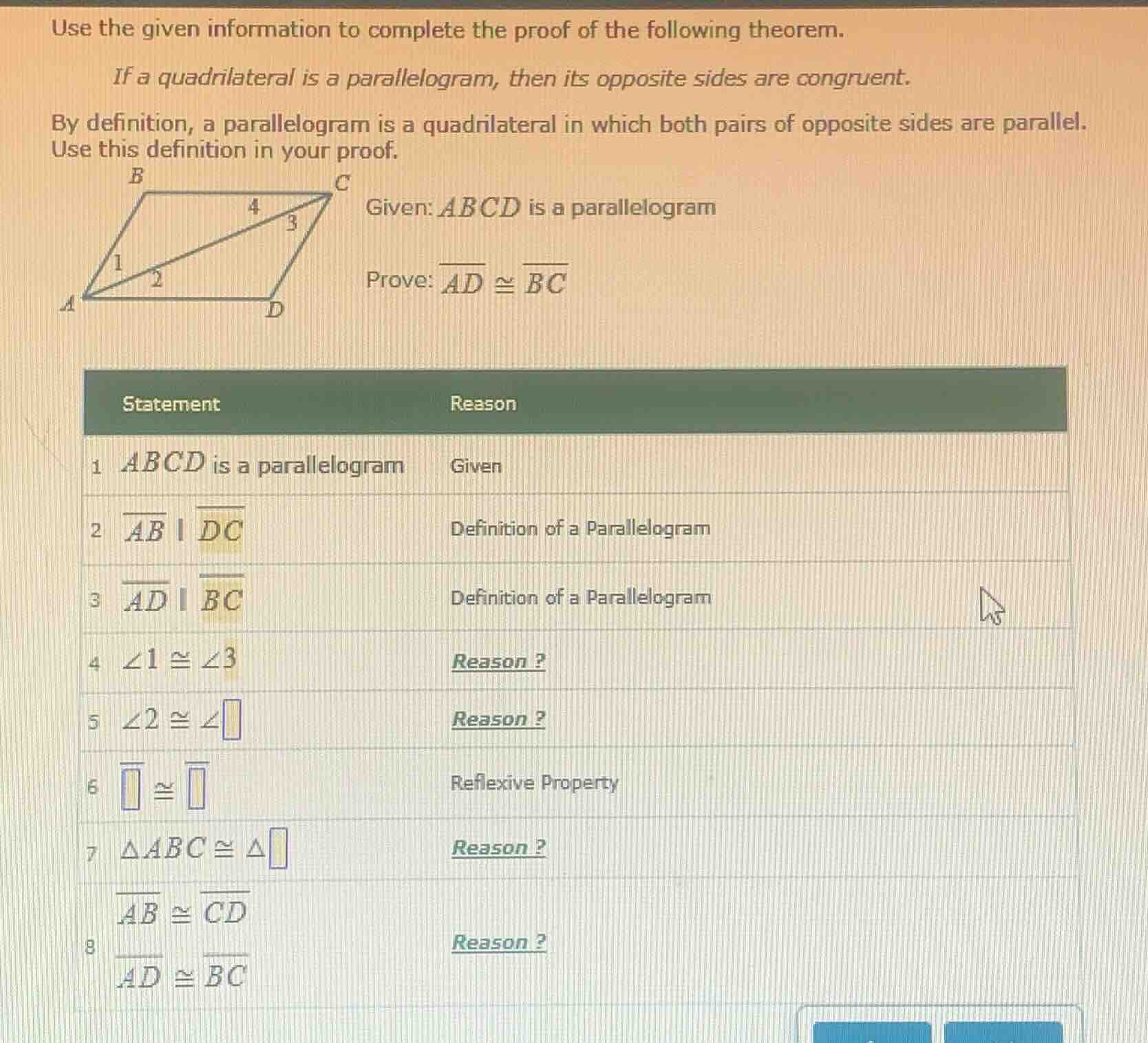 use the given information to complete the proof of the following theore…
