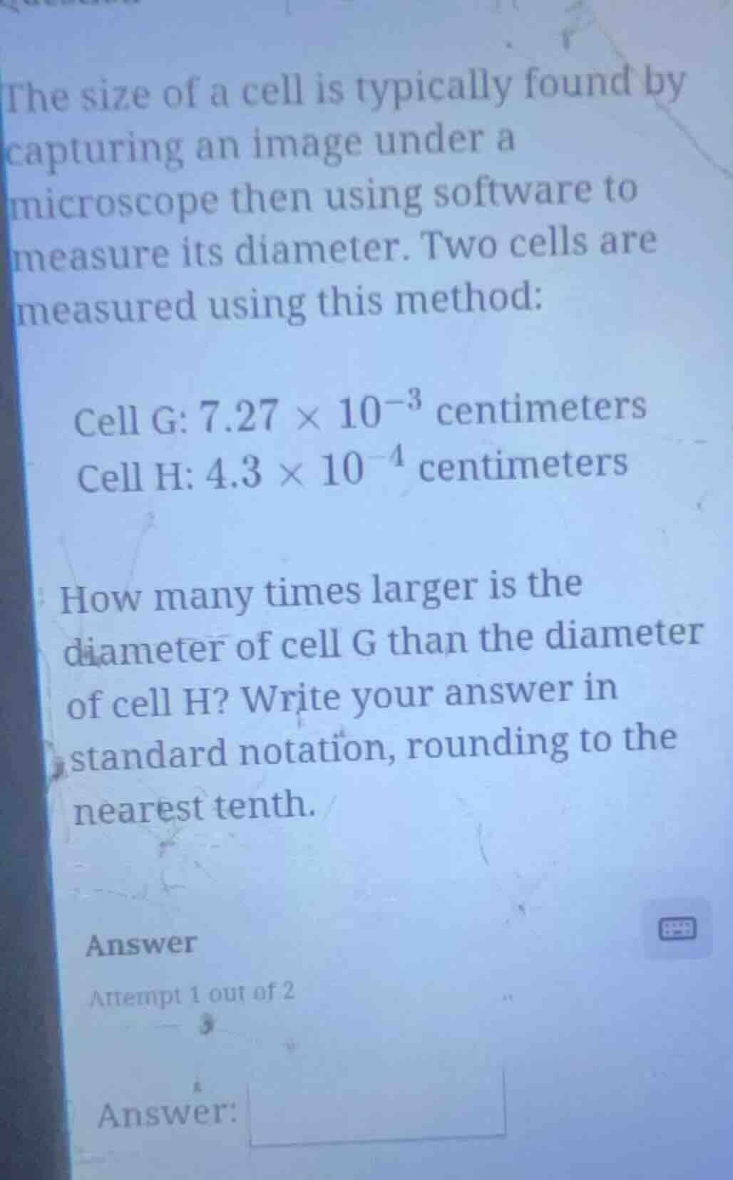 the size of a cell is typically found by capturing an image under a mic…