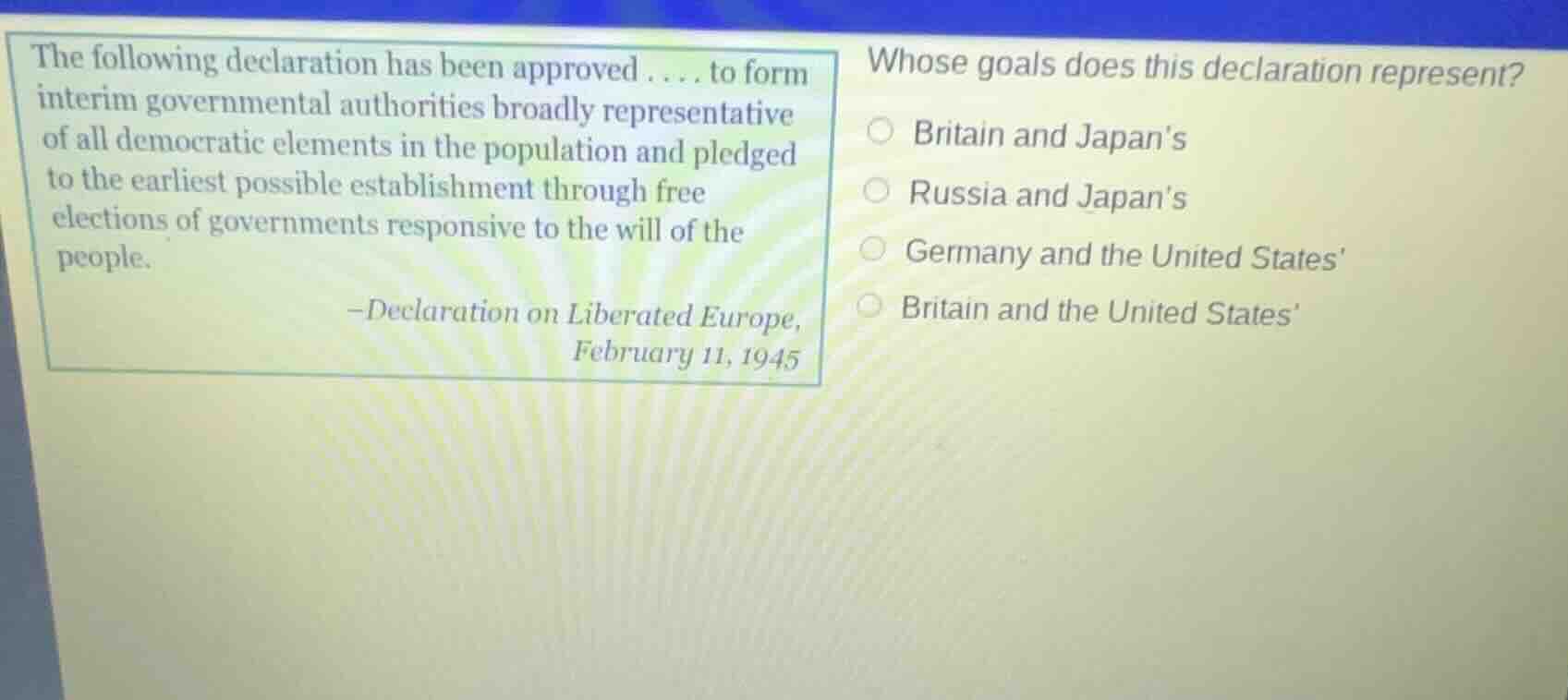 the following declaration has been approved . . . . to form interim gov…
