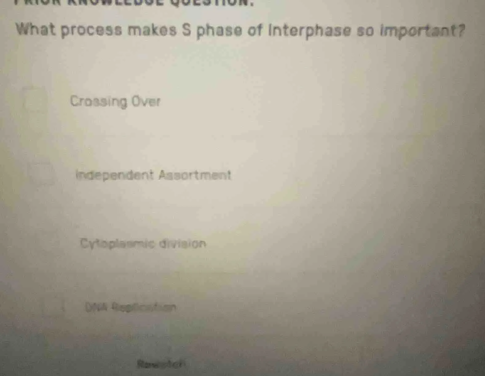 prior knowledge question: what process makes s phase of interphase so i…