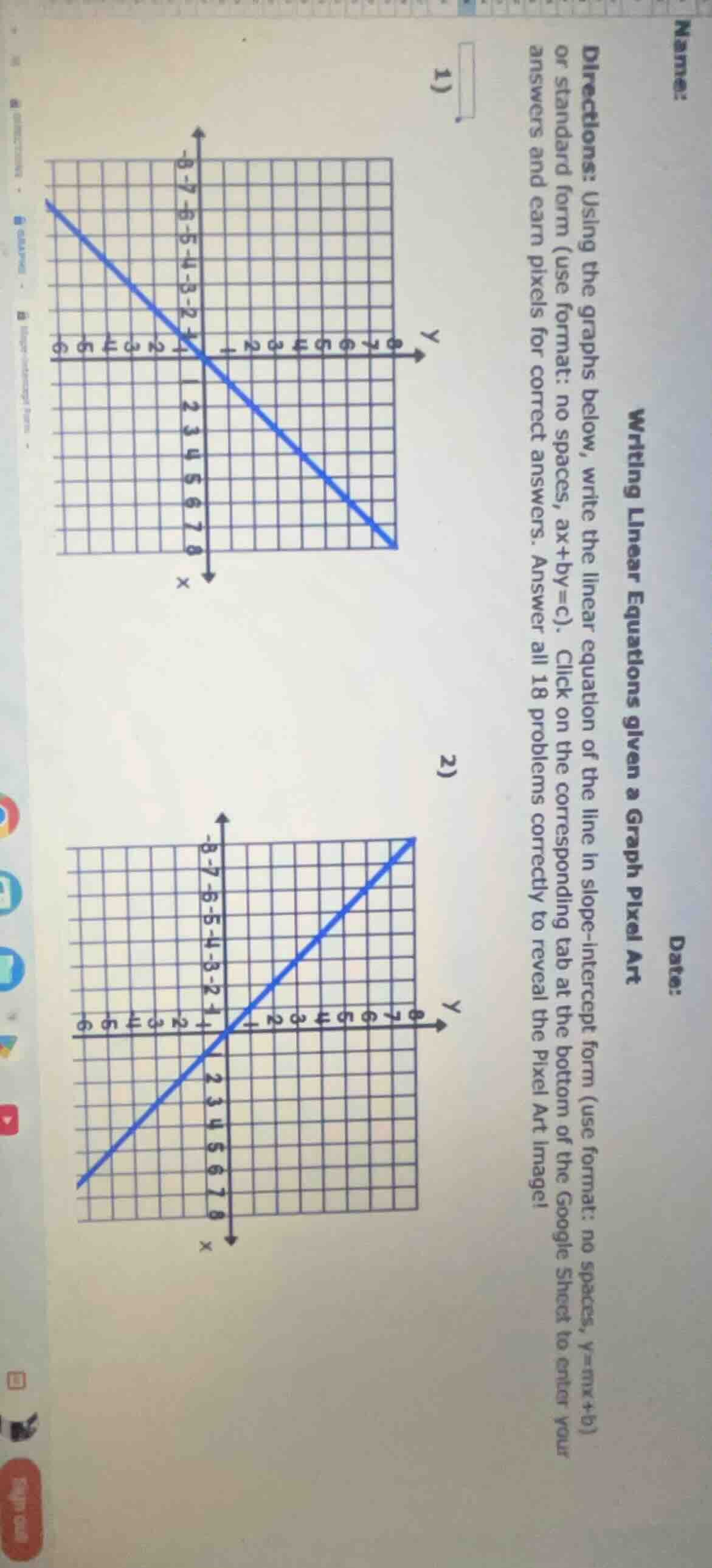 writing linear equations given a graph pixel art directions: using the …